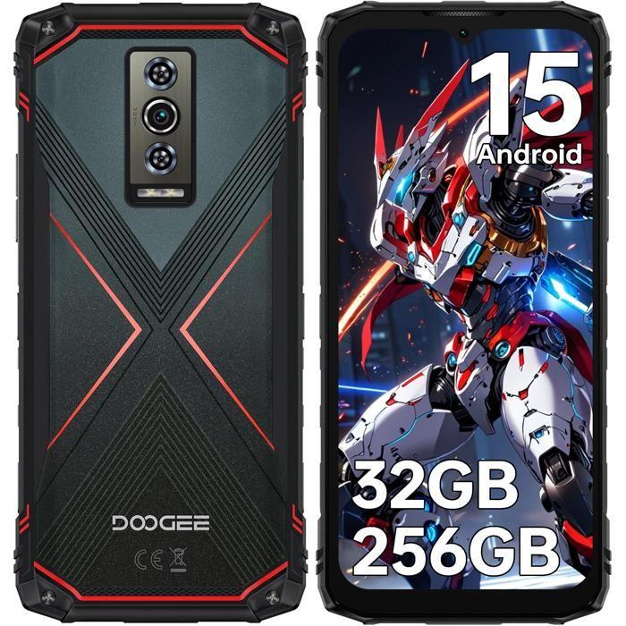 Smartphone Robuste DOOGEE Blade 10 Pro Energy 32GB+256GB 6.56'' Écran Smartphone Android 15 6150mAh 50MP Double SIM/NFC/IP68 Rouge