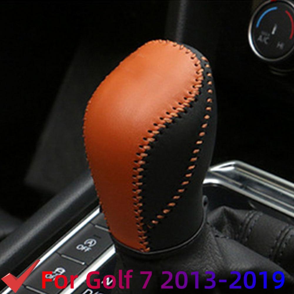 Leather Car Gear Shift Knob Cover Gear Collars for Volkswagen VW Polo Tiguan Golf 5 6 7 Mk7 Passat B5 B6 B7 CC Jetta AT