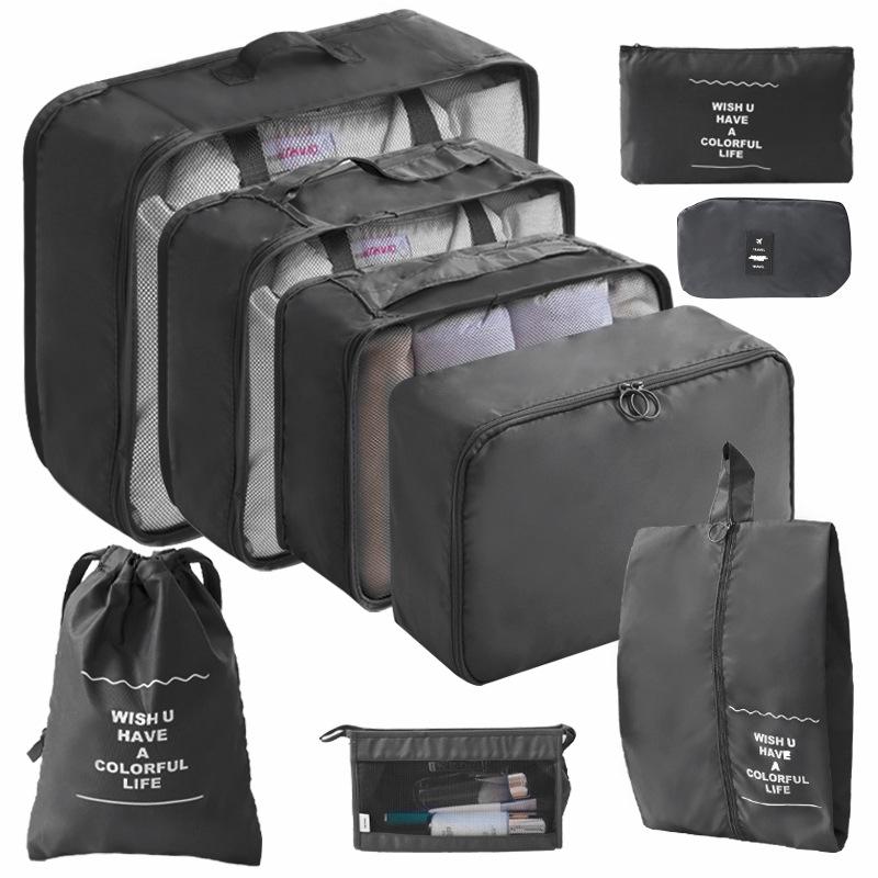 Eight-Piece Travel Storage Bag Set for Organizing Clothes
