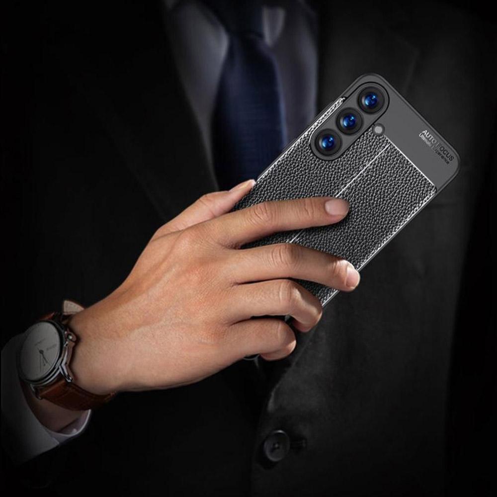 

For Samsung Galaxy S25 Case Litchi Texture TPU Flexible Phone Cover,Black A