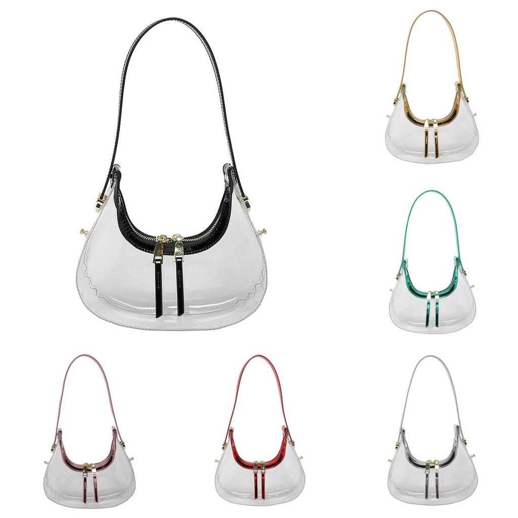 Handbag Transparent Women Summer Fashion Crescent Bag Zipper Closure Bags Travel