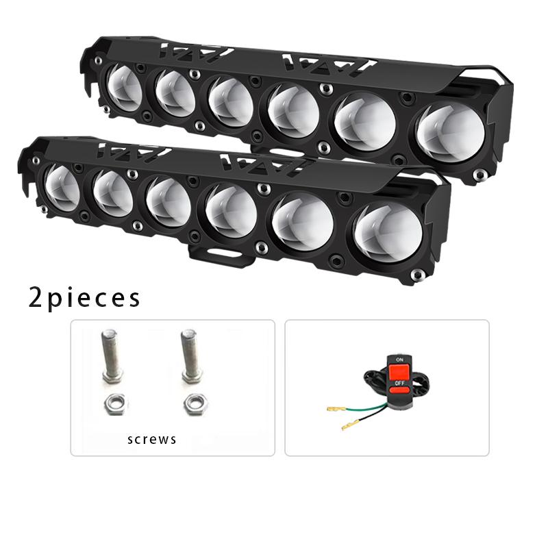 Motorcycle LED Spotlights 6 Lens Motorbike LED Fog Lamp Hi/Low Beam Scooter SUV ATV Running Lamp For Off-road 4X4 ATV SUV 12V 24V