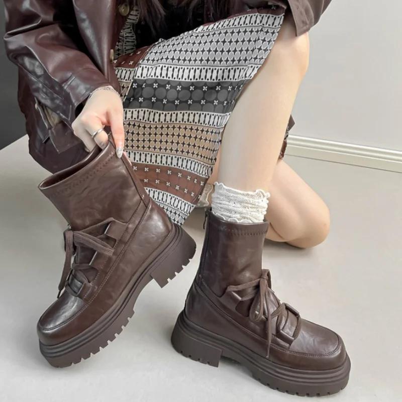 

Casual Women Boots Fashion New Breathable Comfortable Shoes Mid Calf Zippers Height Increasing Women Boots Mujer 40