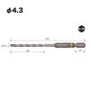 VESSEL Drill Bit Set for Porcelain Tiles, 4.3mm, 3-piece Set, APD3S-4.3