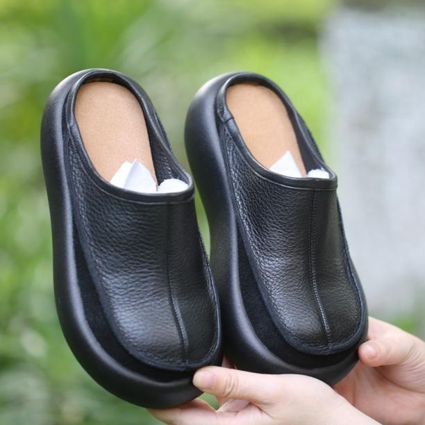 Módne GKTINOO Retro Platformové Šľapky s Uzavretou Špičkou Dámske Sandále s Hrubým Podpätkom Topánky Luxusné Vonkajšie Šľapky Kožené Plážové Šmykľavky