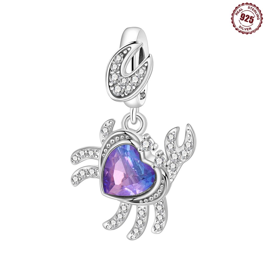 Orstarry S925 Silver Charm Crab, Seahorse, Hermit Crab, Turtle, Dolphin Pendant For Bracelet DIY Jewelry Making Gift