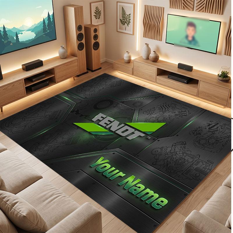 Tappeto in Cristallo Vellutato Personalizzato Fendt, Tappeto Morbido Antiscivolo con Testo Nome Personalizzato per Soggiorno Camera da Letto