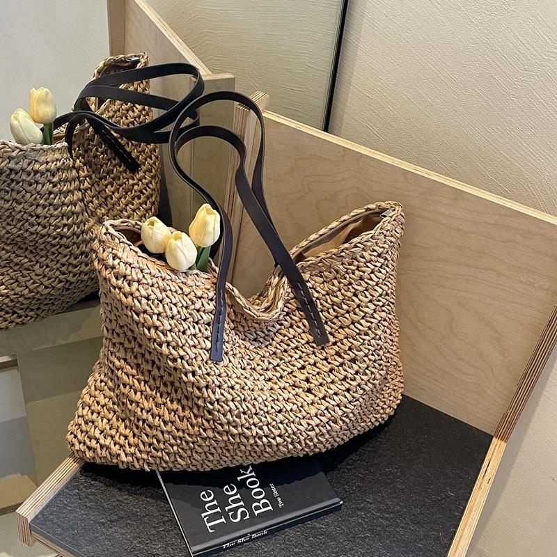 Premium Texture Woven Bag Women's 2025 New Straw Woven Large-capacity Versatile Shoulder Bag Fashionable Commuter Tote Bag