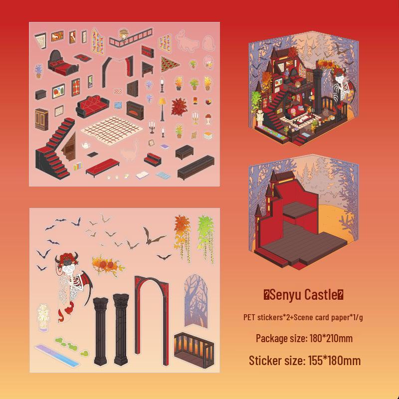 Legendary 3D Scenery Stickers - Cute Miniature Scene Decorations for Student Journals