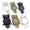 Neue Mode 5 Stück 25mm Innenmaß Antik Silberbeschichtet Schwarz Bronze Eule Cabochon Basis Fassung Anhänger