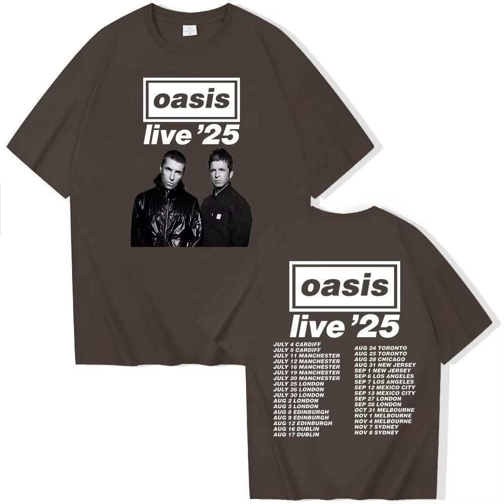 Oasis Live 25 Tour 2025 Cotton Printed T-Shirts Men Women Casual O-Neck Oversized Male Short Sleeve Shirts Unisex Y2k Streetwear