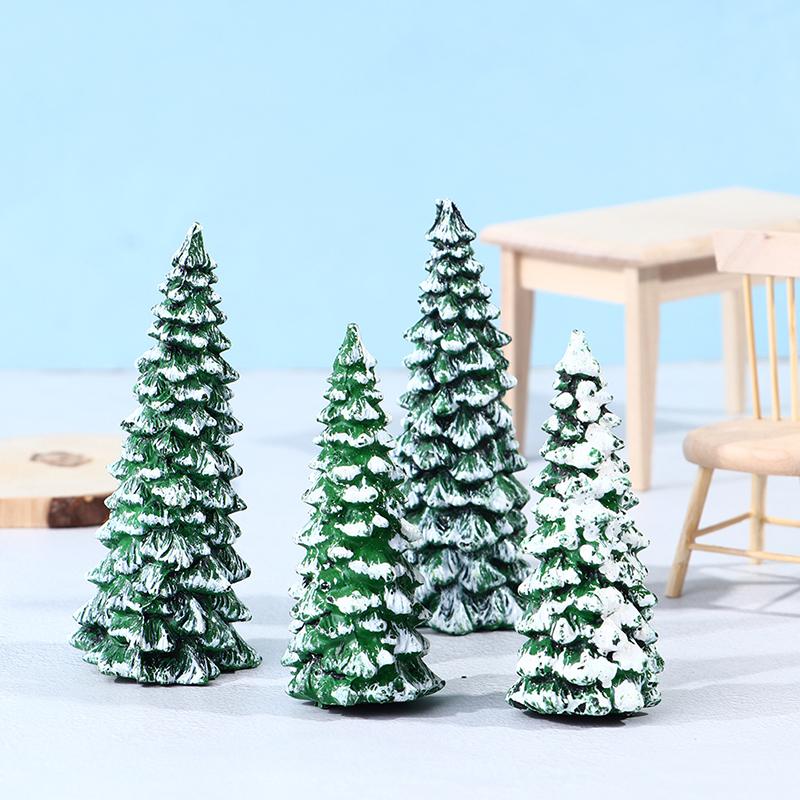1:12 Dollhouse Miniature Xmas Tree Micro Tree Potted Plant Ceramic Flower Pot Lavender Rose Green Plant Home Decor Toy