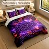 Bedding Set 1 Duvet Cover 2 Pillowcases Deep Purple Print Soft Bed Linen Bedroom Decor