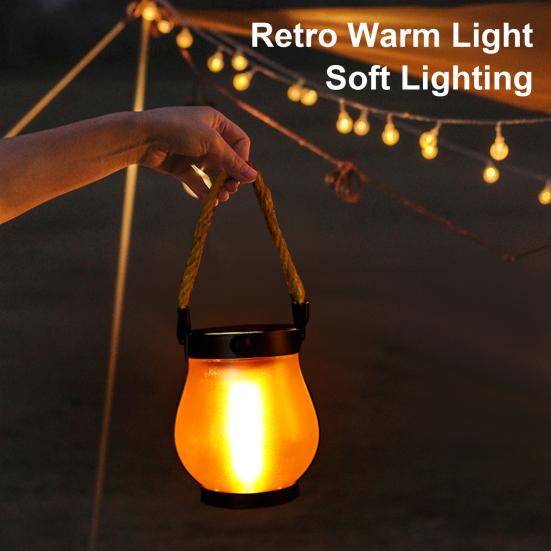 Flackernde Flamme Solarlaterne Zwei Beleuchtungsmodi Duale Aufladung Outdoor Wasserdicht Hängelaterne LED Solarlampe