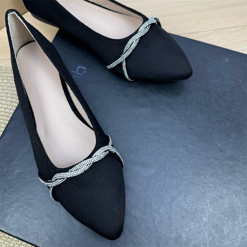 Fashion Flat Shoes for Women Spring  Autumn 2025 New Pointed Soft Soled Professional Work Shoes Black Plus Size Women's Shoes 42 43 44