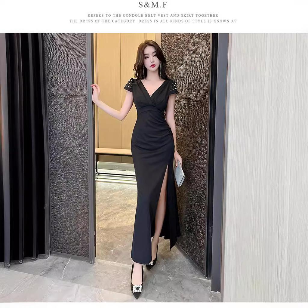 Sexy evening dress women's sauna foot bath massage SPA technician work clothes long dress KTV nightclub dress