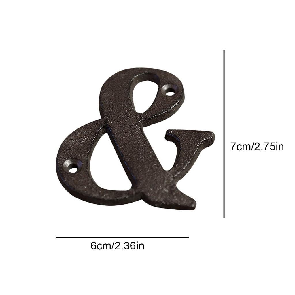 0 to 9, A to Z Metal Letters Numbers Cast Iron Decoration House Sign Doorplate DIY Cafe Wall House Door Address Alphabet Number