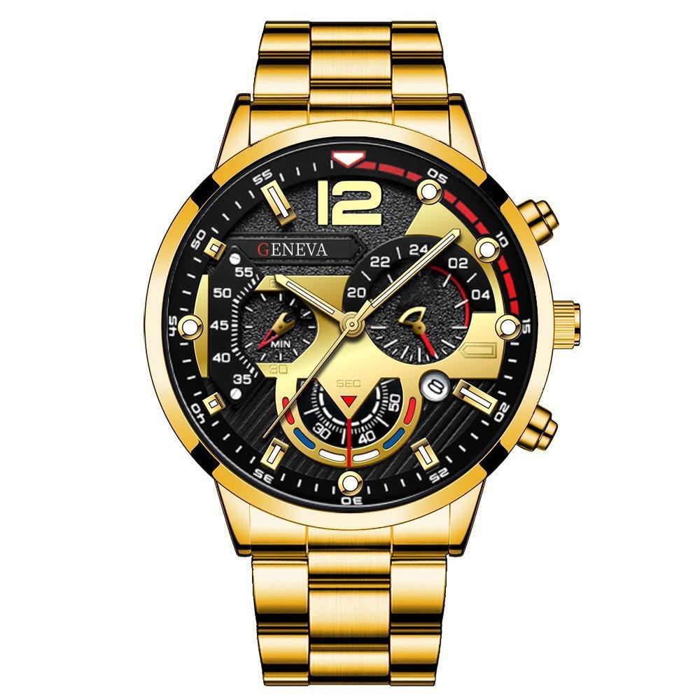 Men's Stainless Steel Business Wristwatch with Calendar and Quartz Movement