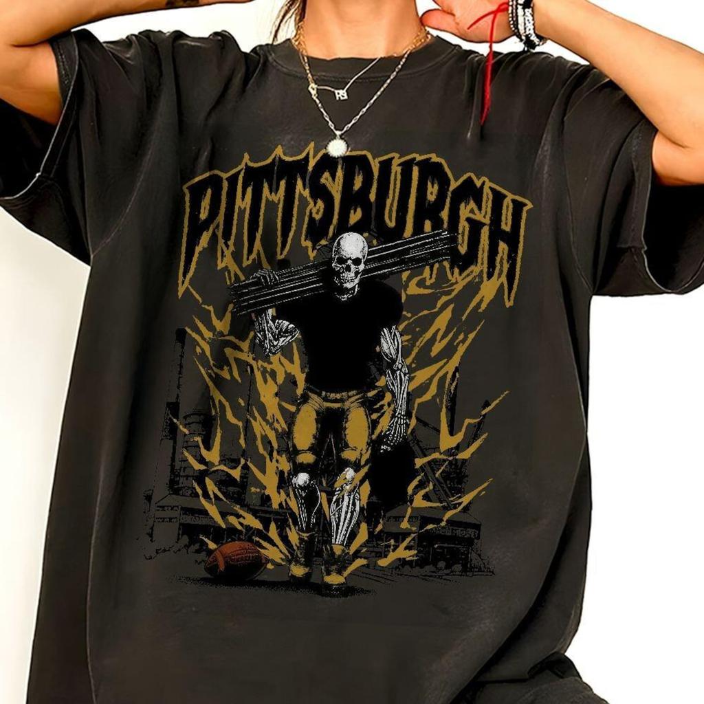 Pittsburgh Football Vintage Skeleton Comfort Color Shirt