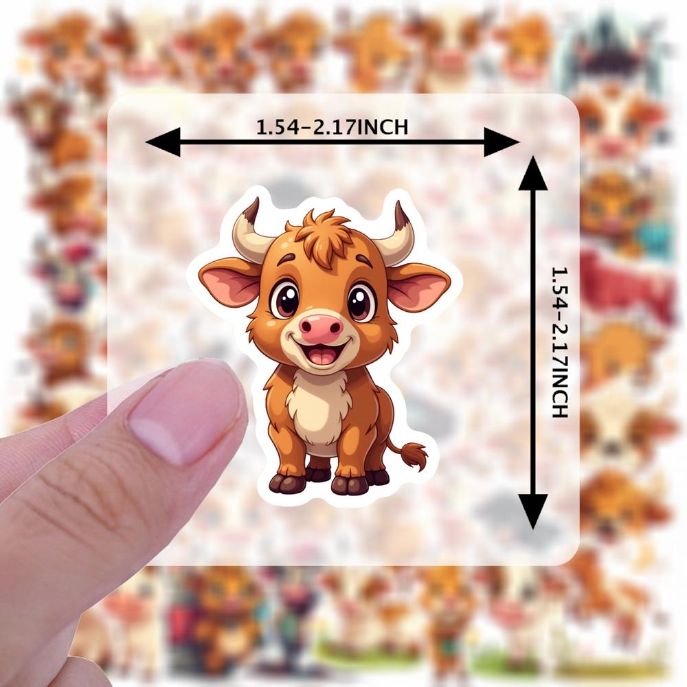 35-150pcs Cartoon Ox Graffiti Sticker Kawaii Animal Decals Laptop Helmet Luggage Guitar Aesthetic Stickerss