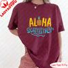 Aloha Summer Pineapple Tropical T-Shirt  Cute Pineapple Print Tops Pineapple Lover T Shirt Summer Fruit Pattern Clothes