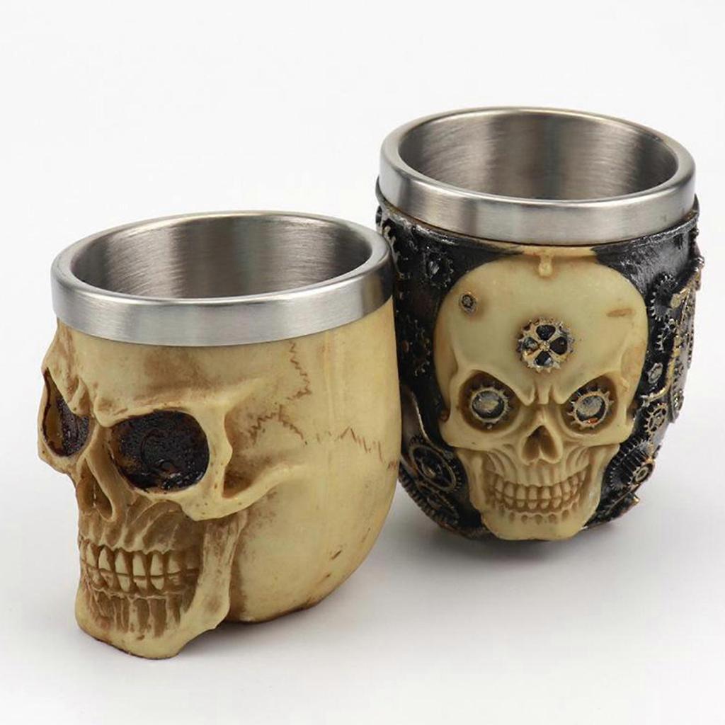 Skull Pattern Barber Cleaning Soap Mug Shaving Lather Bowl,Made of Stainless