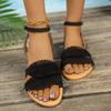 Fashion 2025 Fashion Ladies Shoes Open Toe Women's Sandals New Buckle Strap Casual Plus Size Summer Solid Light Best Seller Flat Sandals