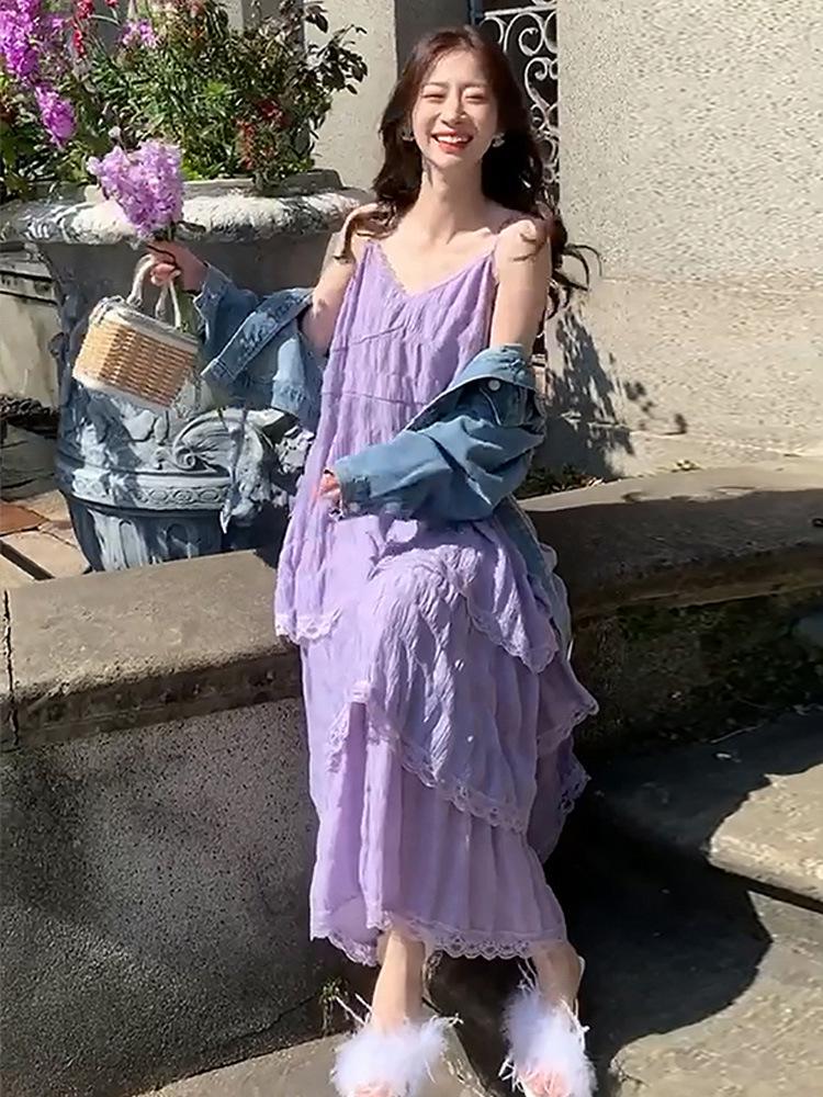 Pure Desire Elegant Summer Beach Dress: Women's Sweet, Drape Style with Suspender Straps for Seaside Vacations