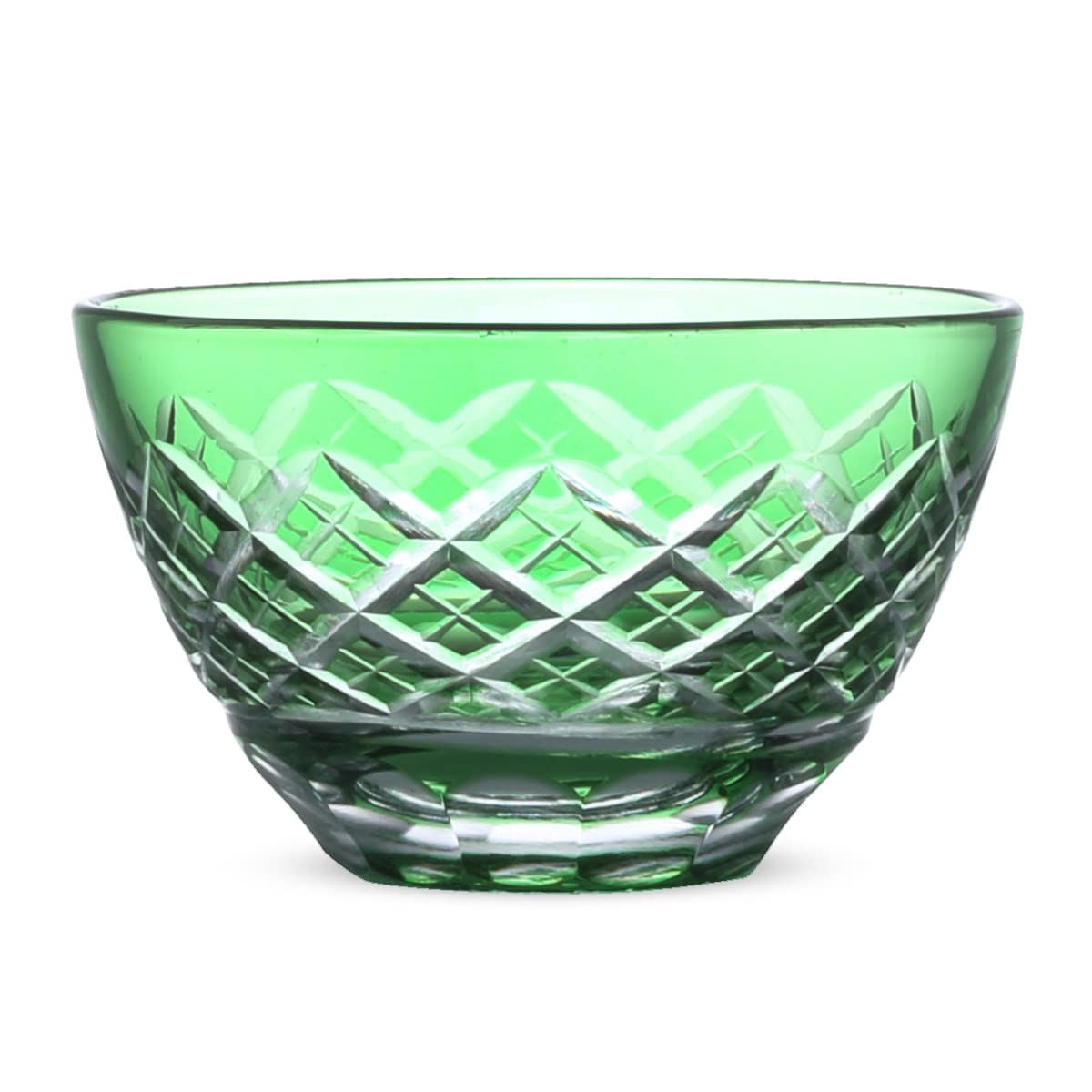 

Cut Glass Sake Diameter 68 x Height Diamond by Hanasho J-kitchens Cup, 41mm, 50cc, Pattern, Green, зелёный