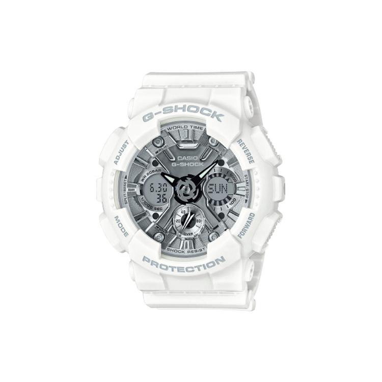 

CASIO Men Liquid Crystal/Analog Dual Display Series Silver Watch GMA-S120MF-7A1 GMA-S120MF-7A1 White Strap