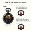 Vintage Black Motorcycle Quartz Pocket Watch Necklace Pendant Gift for Men Women