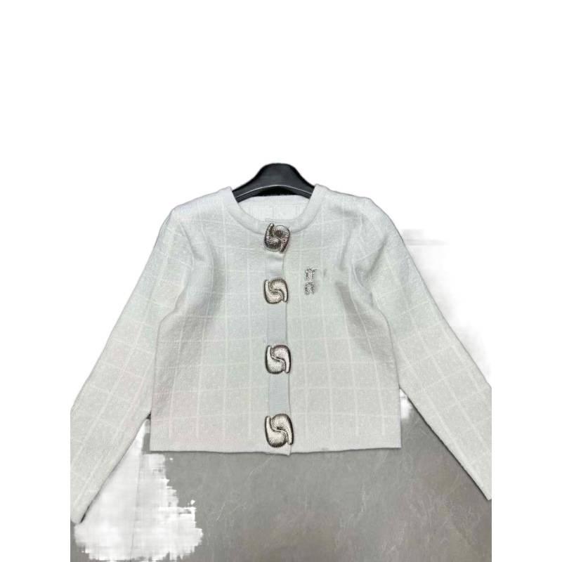 Miu Style 2025 Winter Swirl Buckle Plaid Knit Cardigan - Age-Reducing, Casual, Versatile Outerwear Top