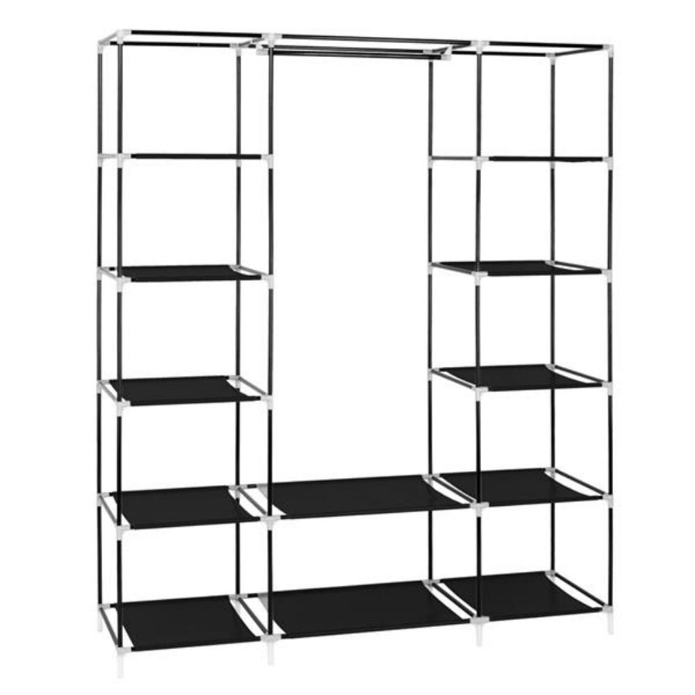 Closet Wardrobe Portable Closet for Bedroom Clothes Rail with Non-Woven Fabric Cover Clothes Storage Organizer  12 Compartments