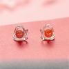 Double-layer Triangular Earrings for Women's Chinese Style Red Agate Daily Versatile Earrings