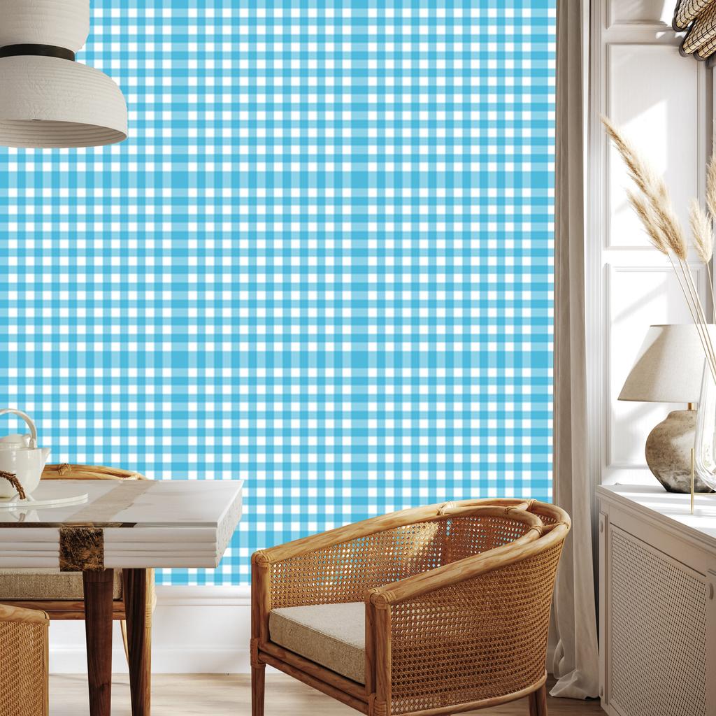 Wallpaper Fabric Pattern Celadon, White and Turquoise 50x1000