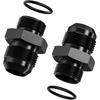 2Pcs 6AN Male To M16 X 1.5mm Male Swivel Flare Metric Fitting Adapter, Black Straight Hard Aluminum Hex Anodized Connector, Automotive Accessories