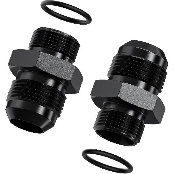 2Pcs 6AN Male To M16 X 1.5mm Male Swivel Flare Metric Fitting Adapter, Black Straight Hard Aluminum Hex Anodized Connector, Automotive Accessories