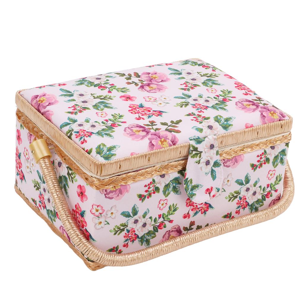 Sewing Basket Double Layer Design Large Capacity Comfortable Handle Sundries Storage Box for Home