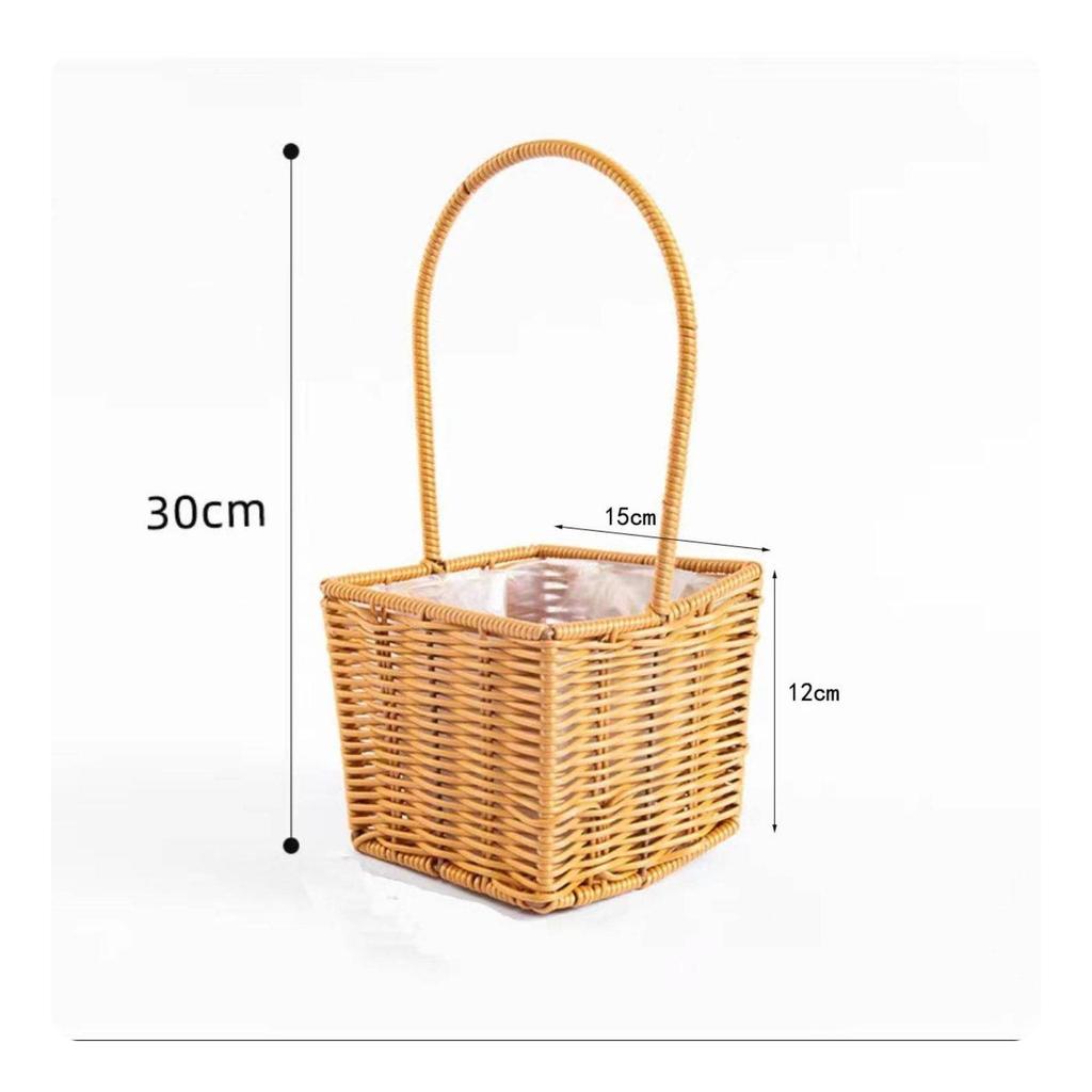 Handwoven Flower Basket Handmade Rattan Multifunctional