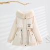 Winter new thickened pie overcomes schoolgirl models with waist and thin hooded big fur collar warm cotton-padded jacket
