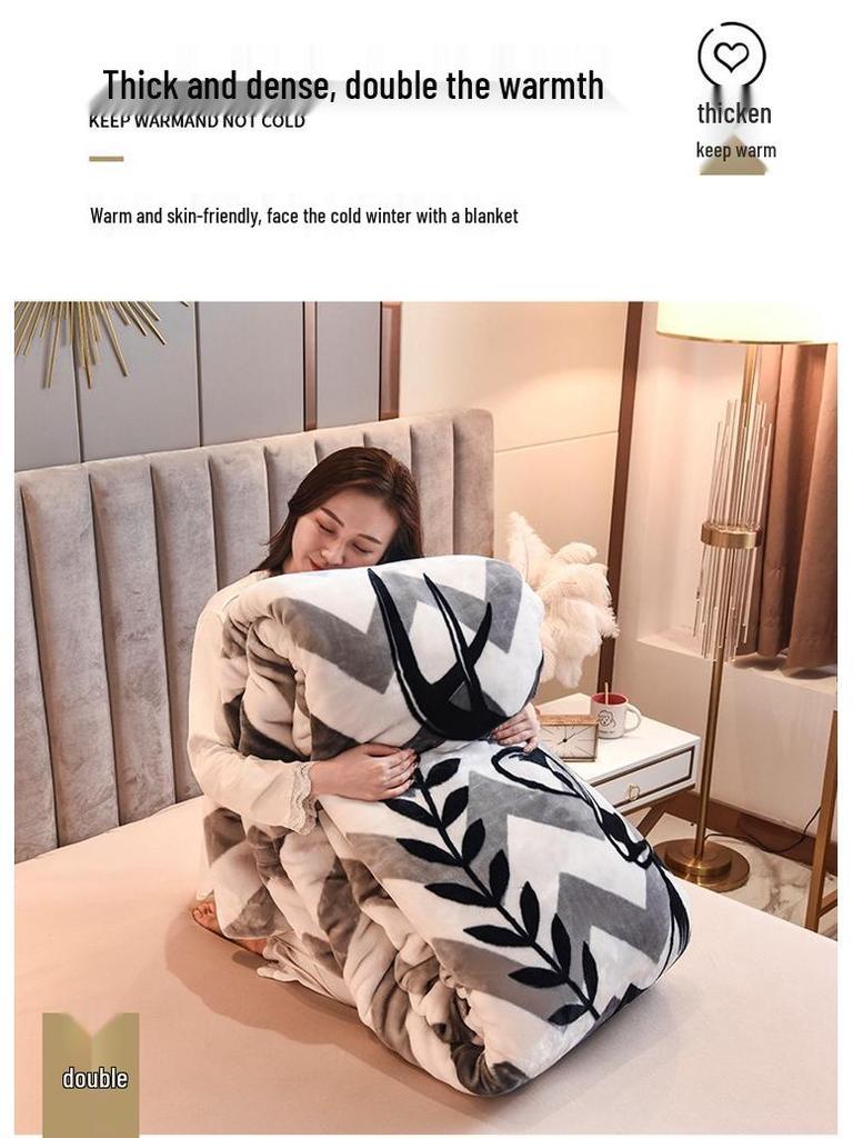 Double-Layer Thickened Raschel Blanket for Adults and Children