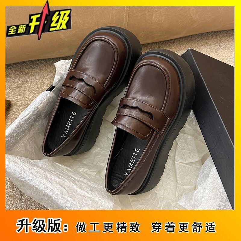 Single shoes small leather shoes women's 2025 spring and summer new thick-soled heightening British small single shoes