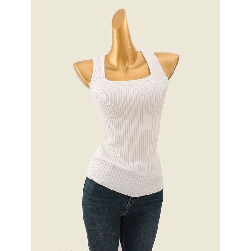 Trade Original Order Pure Desire Small Square Collar Slim fit Vest Four Seasons Wear Sleeveless Sunken Stripe Slimming Solid Knitted Inner wear