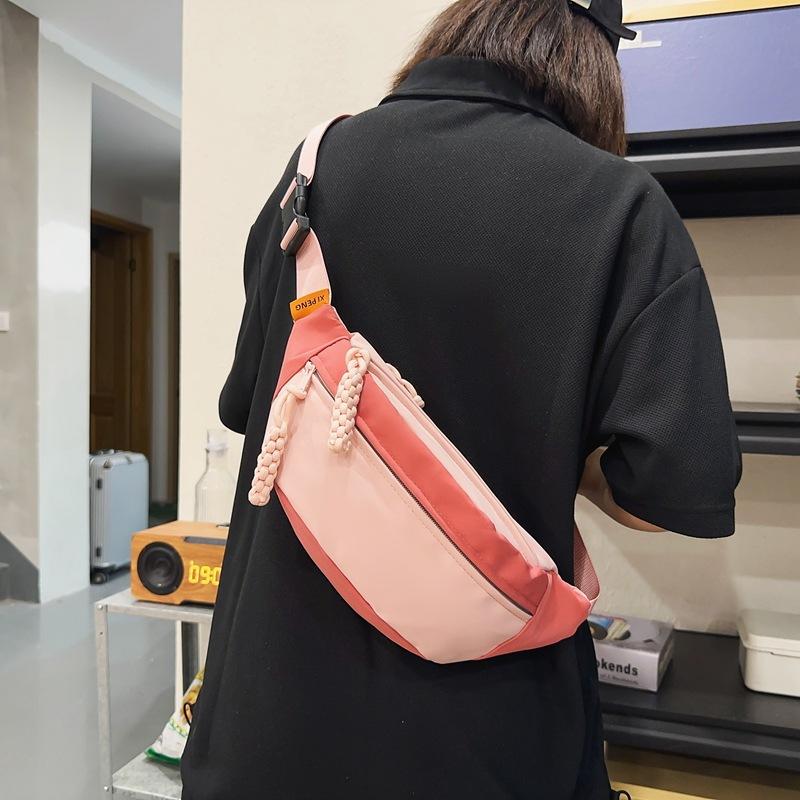 Color-blocking Chest Bag Casual and Simple Crossbody Bag Student Motorcycle Sports Small Bag Versatile Waist Bag