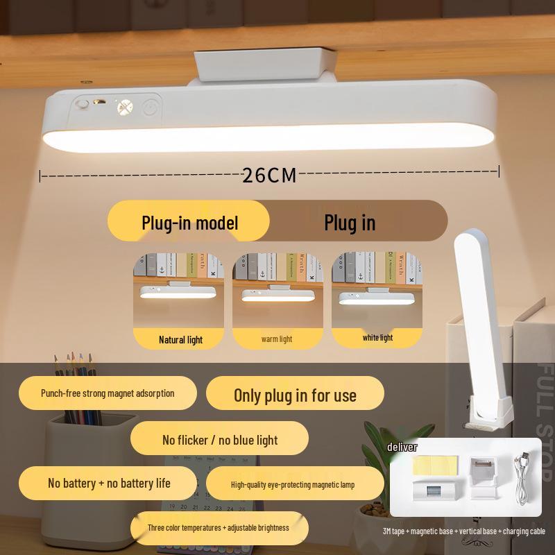 Rechargeable Dual-Purpose Desk Lamp with Eye Protection, Remote Control, and Adjustable Three-Color Temperature