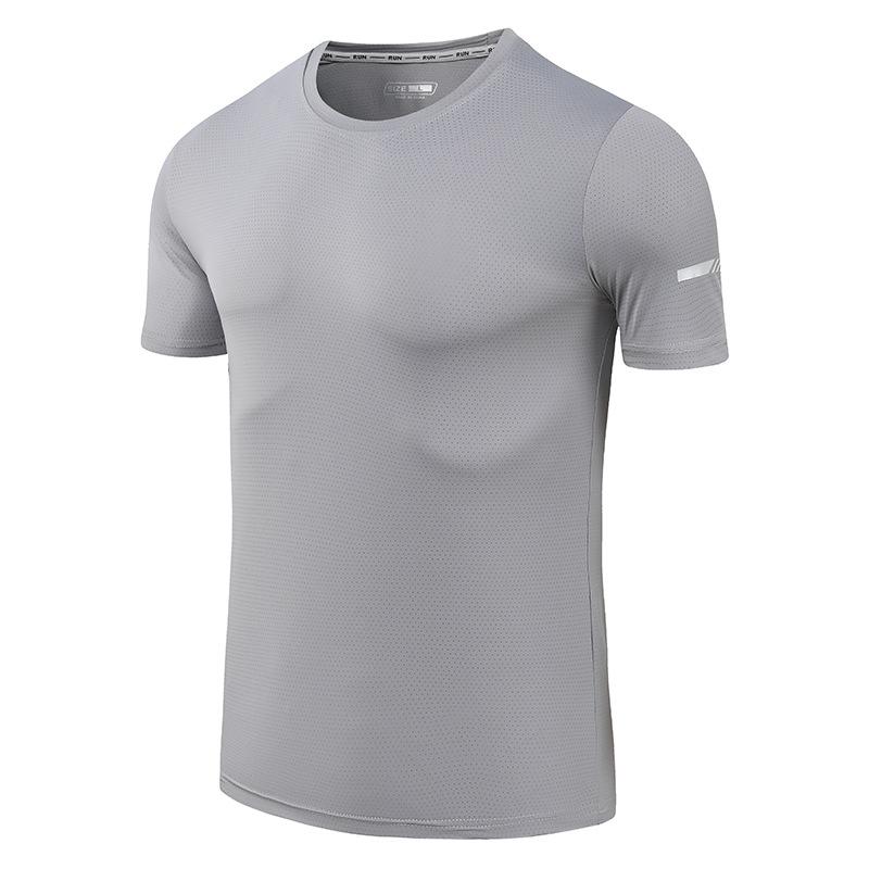 Summer running short-sleeved men s quick-drying breathable professional marathon half-sleeved t-shirt sports fitness training ice silk top M серый
