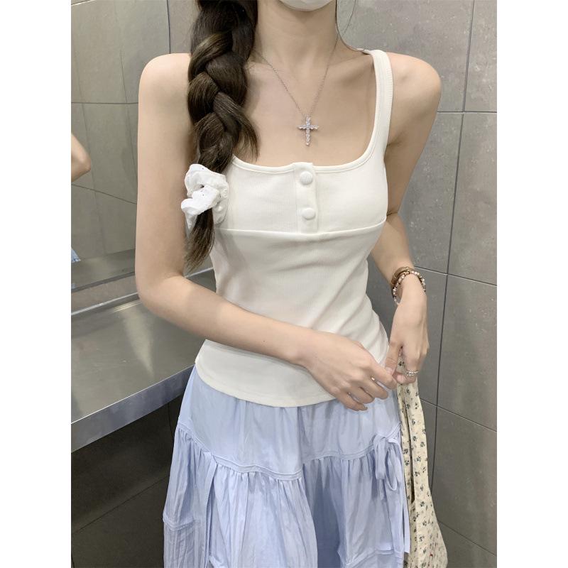 Summer Korean Style Slim Fit Square Neck Cotton Vest Top