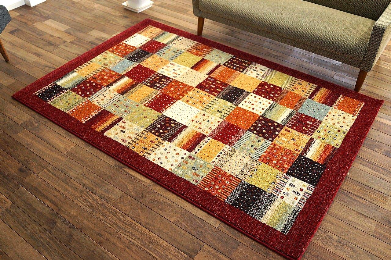 

Sayan Sayan Gabe Style Patchwork Rug Rees Buff 1 Tatami Red Belgium