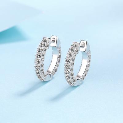 S925 Sterling Silver Earrings, Moissanite Full Diamond Earrings for Women, Pt950 Gold Plated Small Earrings Manufacturer