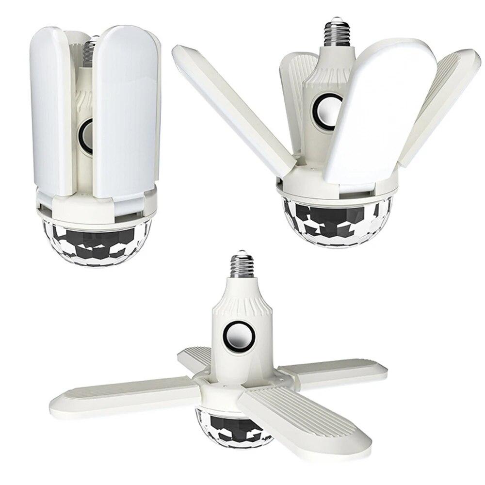 1 Stück 24W LED Vierblatt-Musiklampe Bunt Schallsteuerung Faltbare Glühbirnenlampe Verformbare Deckenleuchten mit Fernbedienung